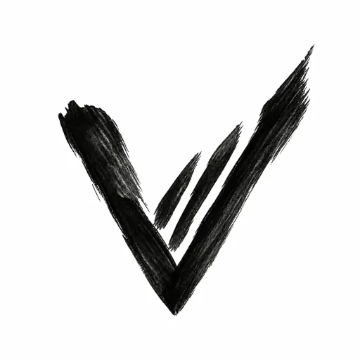 VerusMetal: an open V in black sumi-e brushwork with two rising inner strokes.